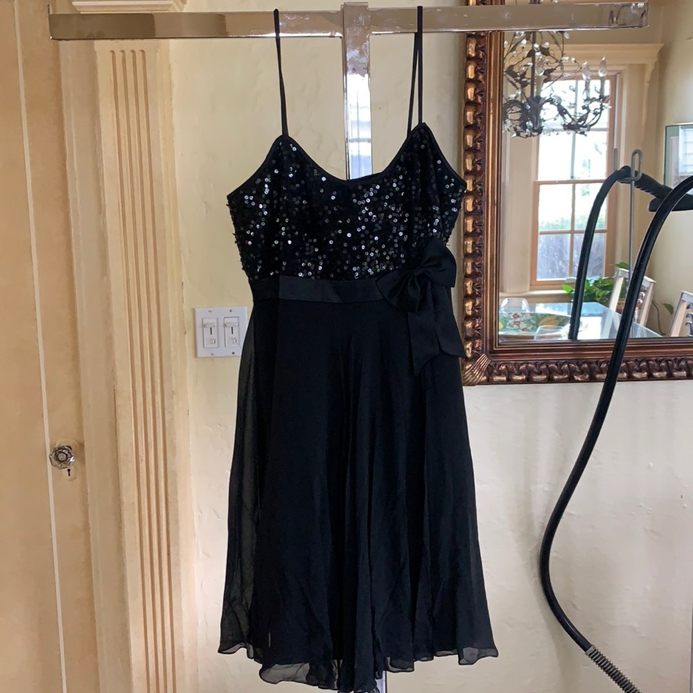 Oleg Cassini black silk dress